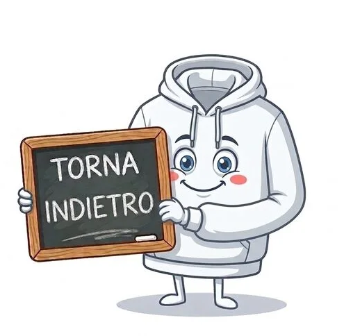 Felpa che tiene una lavagna con scritto torna indietro
